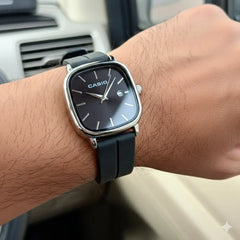 CASI.O OVAL SILICONE STRAP SILVER BLACK