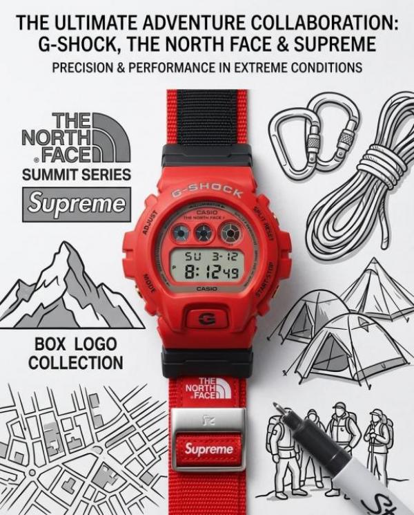 G-SHOCK FULL RED & BLACK SUPREME WATCH